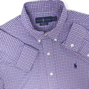 Ralph Lauren Performance Mens Medium Purple Check Stretch Button Down Shirt